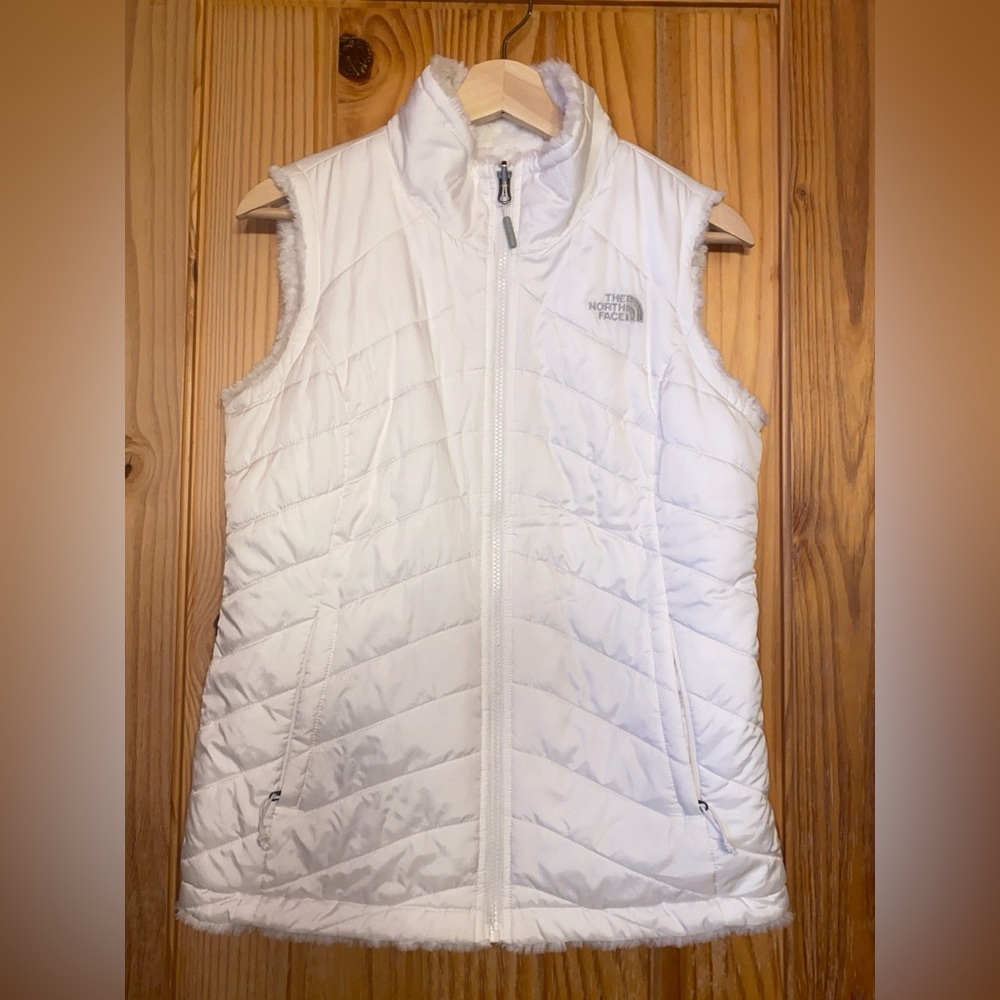 White North Face Reversible Down and Sherpa Vest